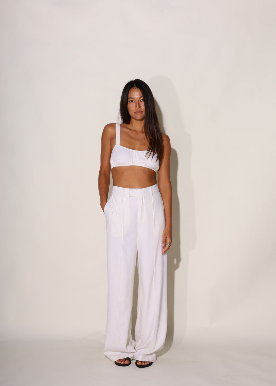 Freja Trouser in Raw Silk, Cream