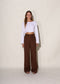 Freja Trouser in Raw Silk, Cacao